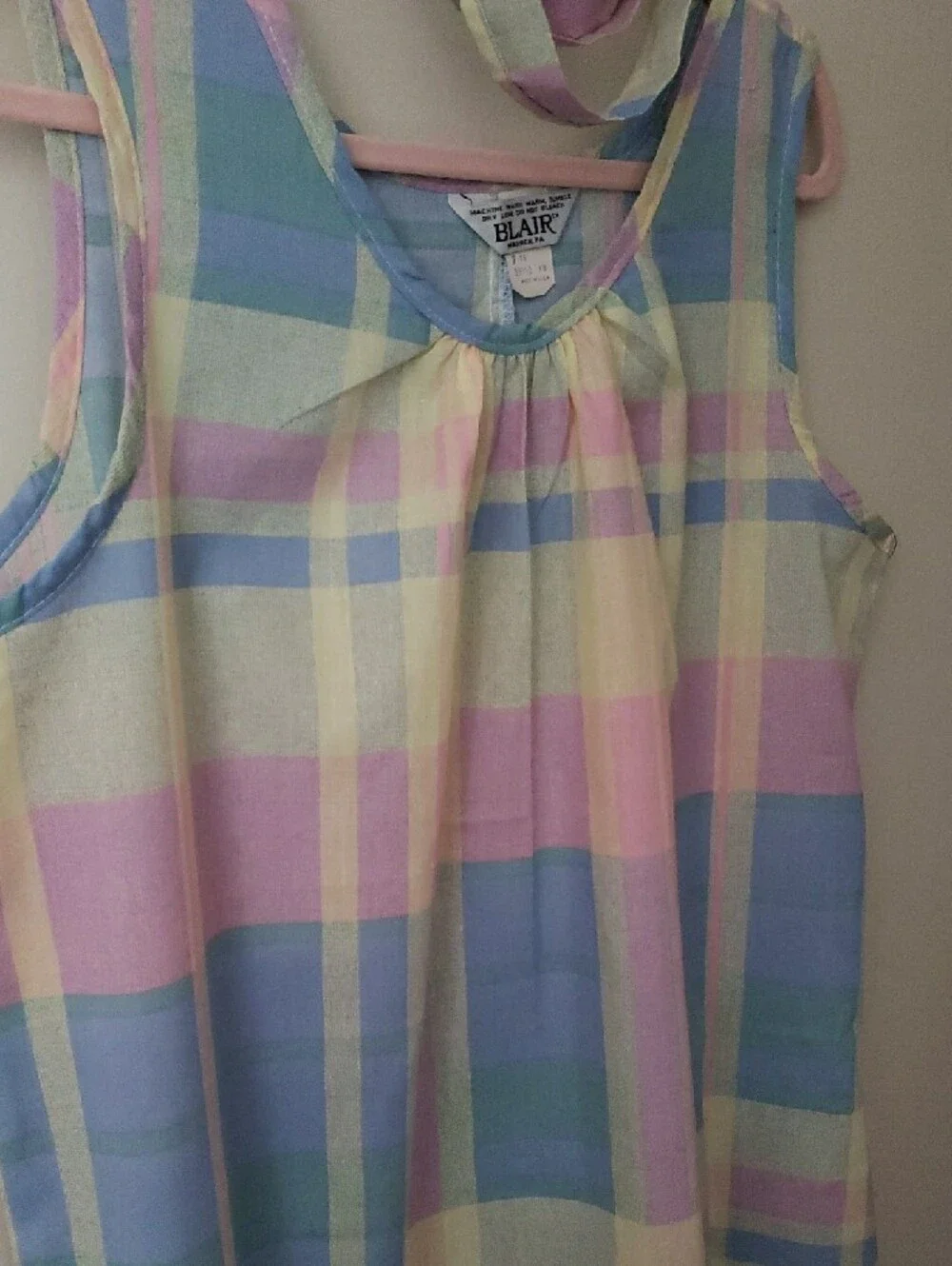 Vintage Blair Pastel Plaid Midi Dress in Pink, Blue, Yellow, Cream W/ Belt